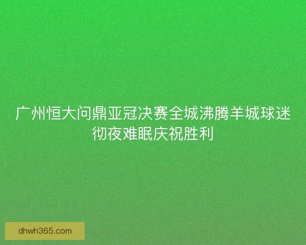 广州恒大问鼎亚冠决赛全城沸腾羊城球迷彻夜难眠庆祝胜利